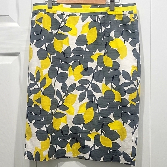 Boden  Yellow and Green Lemon Print A line Skirt Size 8R - Picture 5 of 10